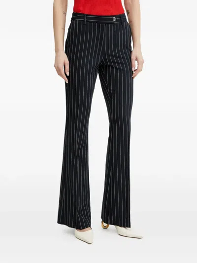 Fracomina Pinstripe Embellished Trousers In Black