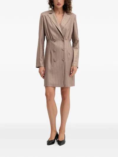 Fracomina Pinstriped Double-breasted Dress In Neutral