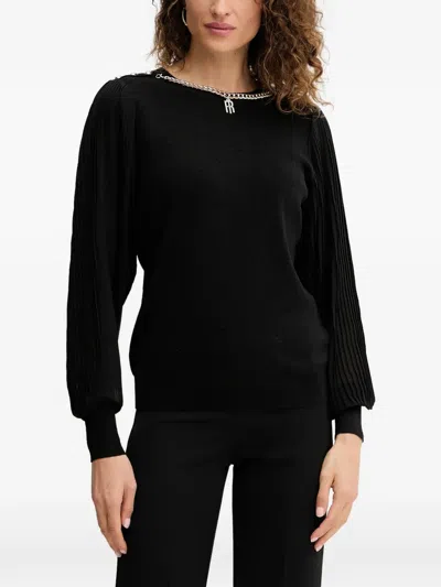 Fracomina Pleated Sleeves Chain Knitwear In Black