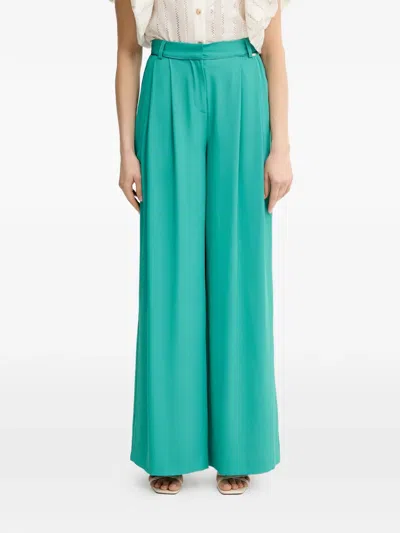 Fracomina Pleated Wide-leg Trousers In Green