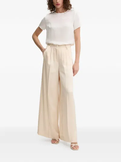 Fracomina Pleated Wide-leg Trousers In White