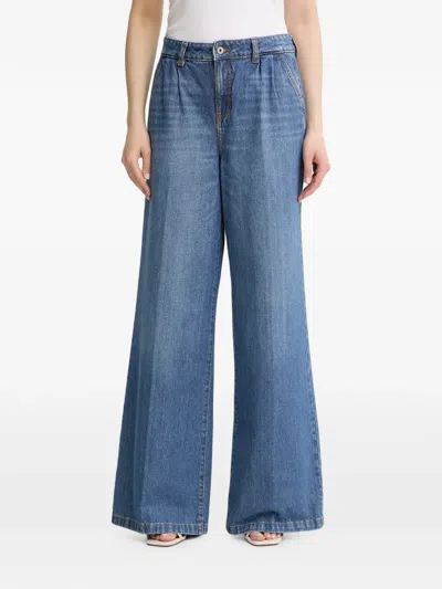 Fracomina Pleated Wide-leg Jeans In Blue