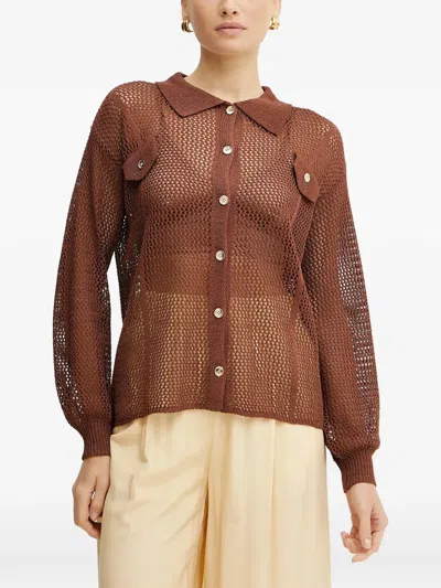 Fracomina Pocket Buttoned Shirt In Brown