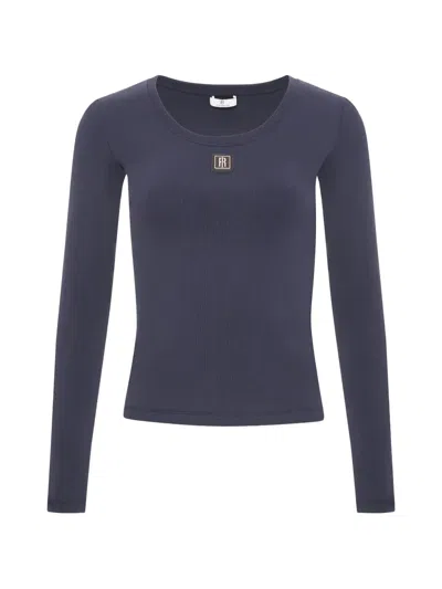 Fracomina Ribbed Long-sleeve T-shirt In Blue