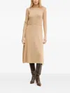 Fracomina Roll-neck Embellished Belt Dress In Neutral