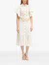 Fracomina Ruffled Buttoned Midi Dress In Neutral
