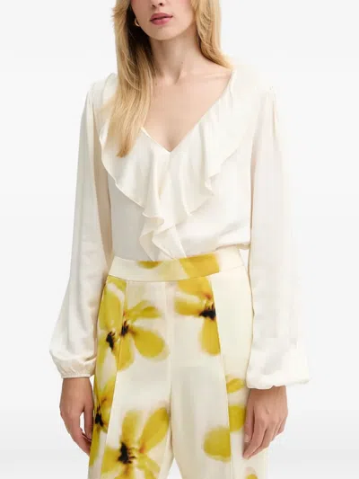 Fracomina Ruffled-detail V-neck Blouse In Neutral