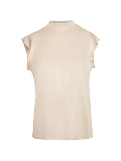 Fracomina Satin-finish Sleeveless Blouse In Neutral