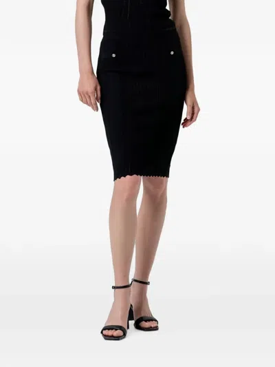 Fracomina Scalloped Cable-knit Skirt In Blue