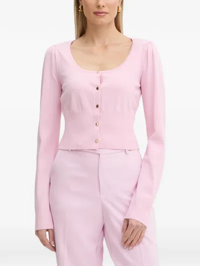 Fracomina Scoop Neck Cardigan In Pink