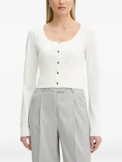 Fracomina Scoop-neck Cardigan In White