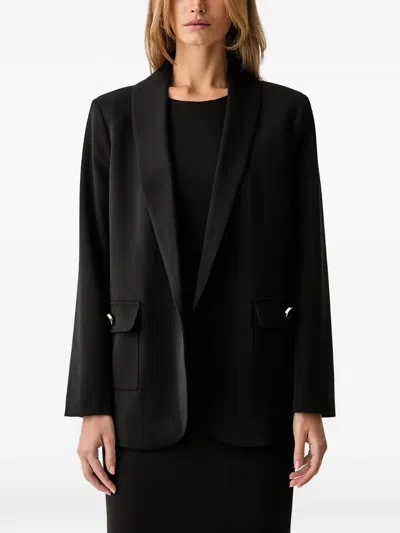 Fracomina Shawl-lapel Flap-pocket Blazer In Black