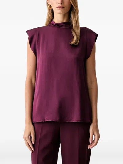 Fracomina Short-sleeve Satin Top In Red