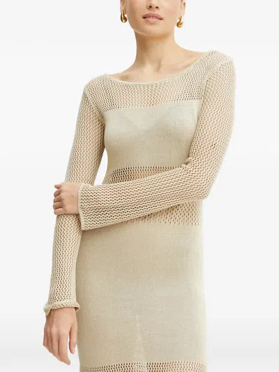 Fracomina Side Slits Dress In Neutral