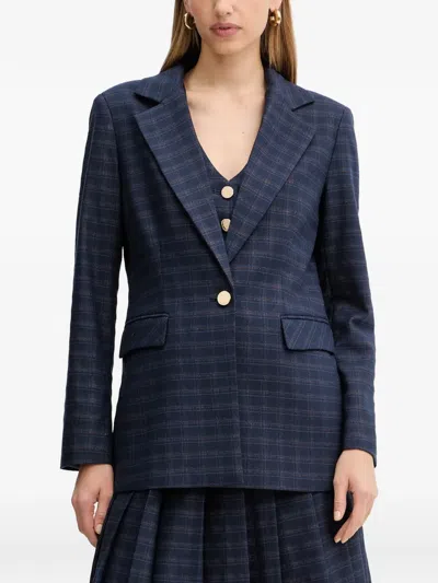 Fracomina Single-breasted Checked Blazer In Blue