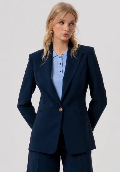 Fracomina Single-breasted Jacket Woman Darkblue In Blue