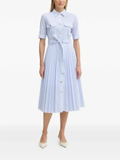 Fracomina Striped Belted Midi Dress In Purple