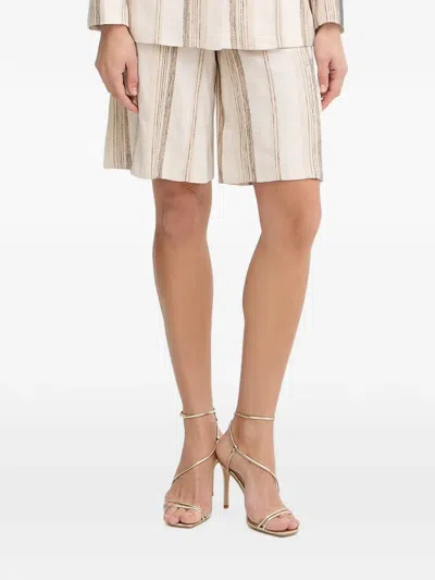 Fracomina Striped Bermuda Shorts In Neutral