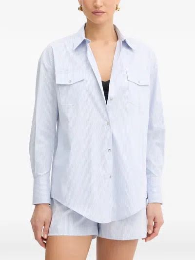 Fracomina Striped Flap-pocket Shirt In Blue