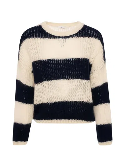 Fracomina Striped Open-knit Sweater In Multi
