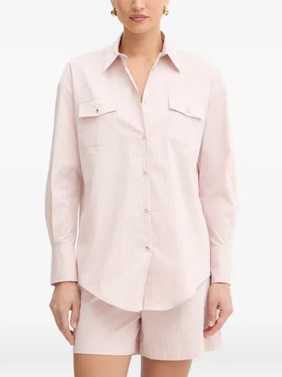 Fracomina Striped Pocket Shirt In Pink