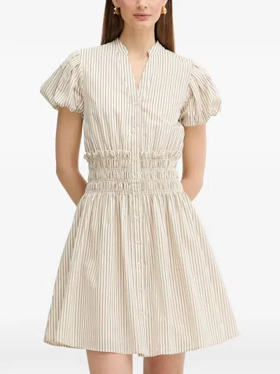 Fracomina Striped Short-sleeve Mini Dress In White