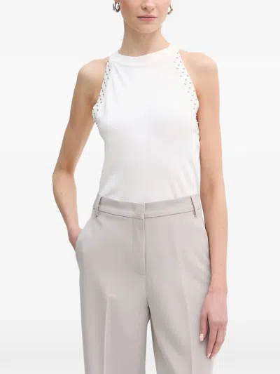 Fracomina Studded Racerback Top In White