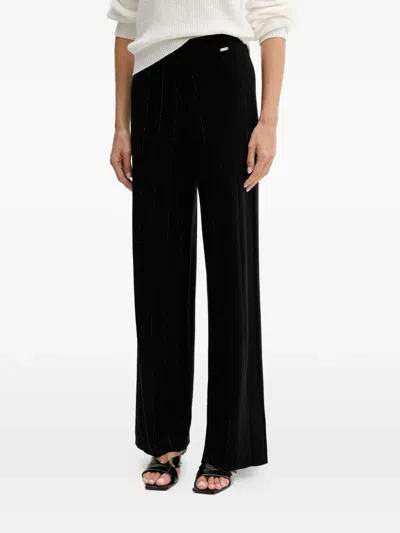 Fracomina Studded Wide Trousers In Black