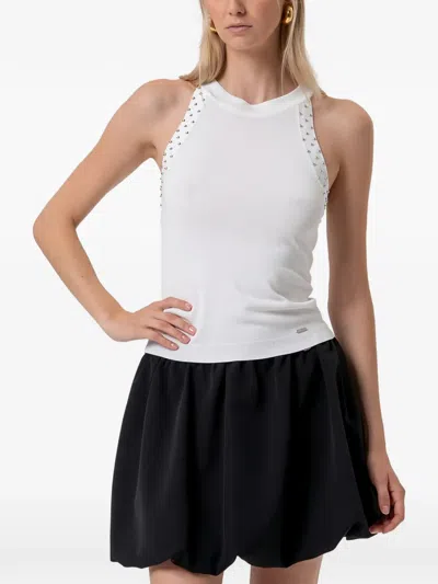 Fracomina Stud-embellished Crossover-back Top In White