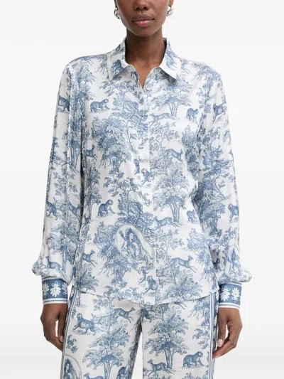 Fracomina Toile De Jouy-print Shirt In Blue