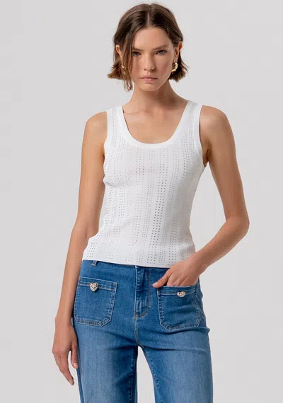 Fracomina Top With Rhinestones Woman Cream In White