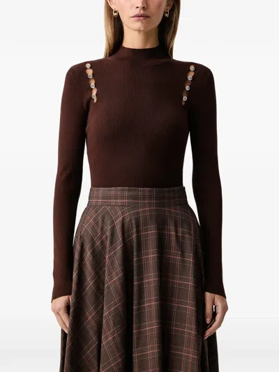 Fracomina Turtleneck Ribbed Sweater In Brown