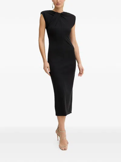 Fracomina Twist-detail Sleeveless Midi Dress In Black