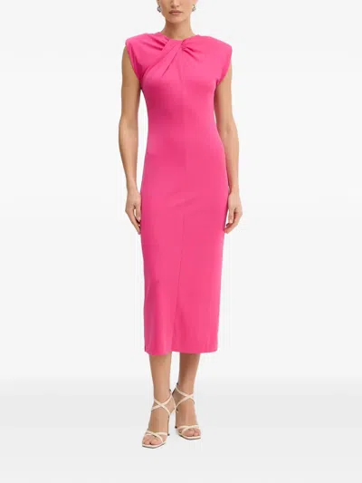 Fracomina Twisted-neckline Sleeveless Midi Dress In Pink