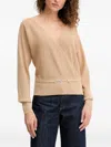 Fracomina V-neck Buckle Sweater In Nude