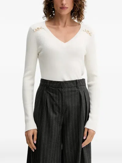 Fracomina V-neck Embellished Top In Multi