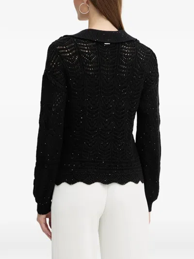 Fracomina V-neck Scalloped Knitwear In Black