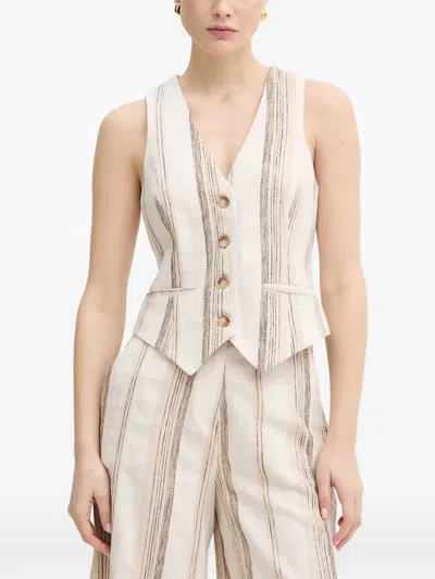 Fracomina Vertical-stripe V-neck Waistcoat In White