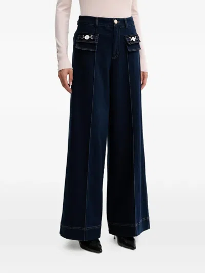 Fracomina Wide-leg Side-pocket Jeans In Blue