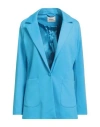 Fracomina Woman Blazer Azure Size L Polyester, Rayon, Elastane