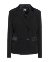 Fracomina Woman Blazer Black Size M Polyester, Elastane In Black