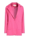 Fracomina Woman Blazer Fuchsia Size L Polyester, Rayon, Elastane In Pink