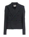 Fracomina Woman Blazer Navy Size Xl Viscose, Polyamide, Elastane In Black