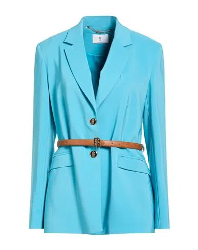 Fracomina Woman Blazer Sky Blue Size M Polyester, Elastane