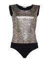 Fracomina Woman Bodysuit Gold Size S Polyester, Elastane In Gold
