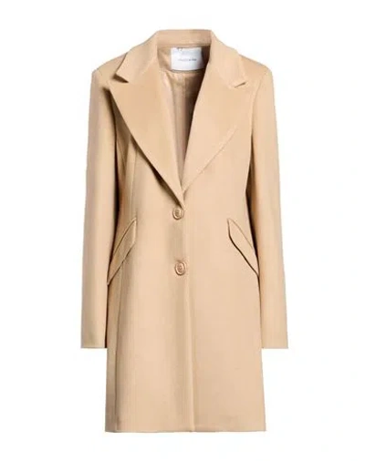 Fracomina Woman Coat Beige Size Xl Polyester, Viscose In Brown
