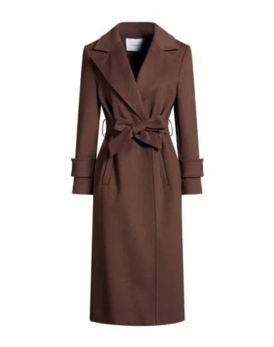 Fracomina Woman Coat Dark Brown Size Xl Polyester, Viscose