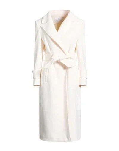 Fracomina Woman Coat Off White Size Xl Polyester, Viscose