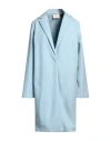 Fracomina Woman Coat Sky Blue Size L Polyester, Viscose In Blue