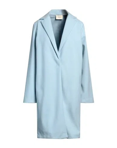 Fracomina Woman Coat Sky Blue Size L Polyester, Viscose
